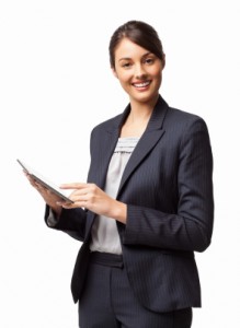 Female Business Professional Using Digital Tablet - Isolated
