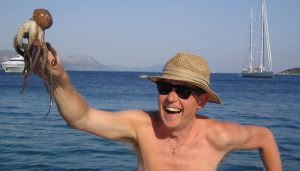 A picture of Hans Peter Bech catching Octopus in Croatia