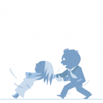 cartoon of woman falling backwards man catching her