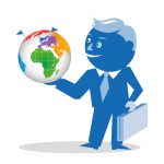 graphic showing man with globe