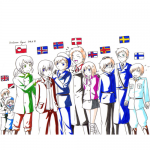 Representatives of nordics populations and flags