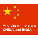 China flag with additional text