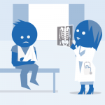 cartoon of a patient and doctor